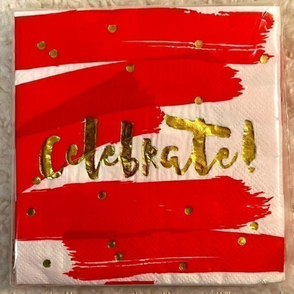 🎉 2/$10 Slant "Celebrate" Beverage Napkins
